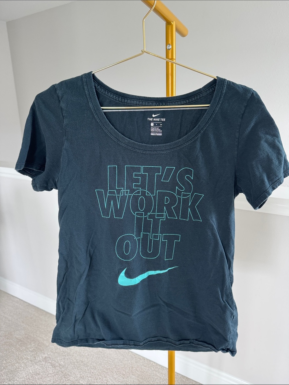 Nike Black Short Sleeve Scoop Neck Tee with Teal Graphic